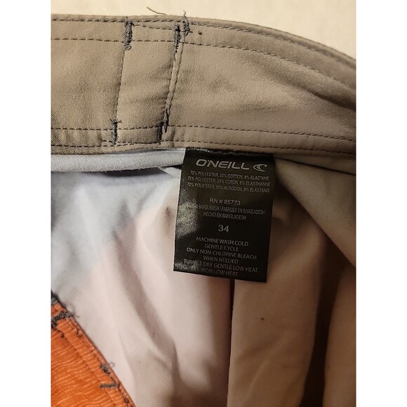 O'NEILL Board Shorts Mens 34 ColorBlock Gray Orange Red Cream Swim Trunks 10" - Picture 2 of 8